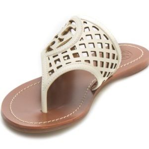 TORY BURCH | Thatched Perforated Logo Sandal | Size 9